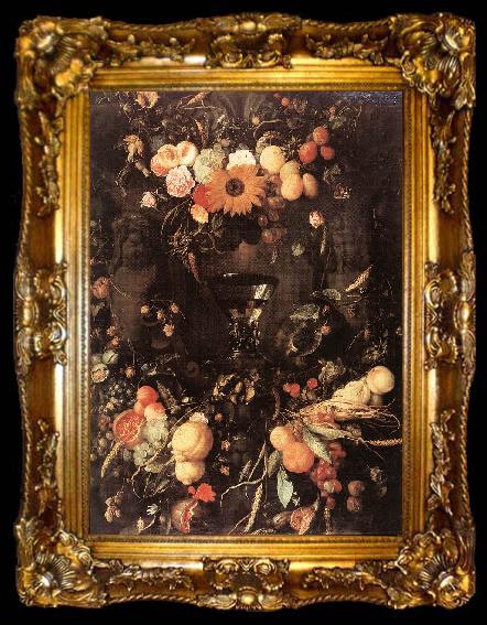 framed  HEEM, Jan Davidsz. de Fruit and Flower Still-life dg, ta009-2
